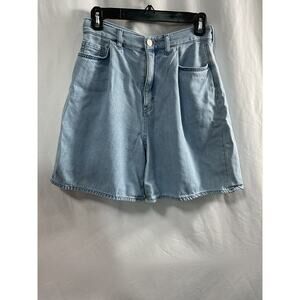 Cos Pleated Blue A-Line Denim Shorts Size 25